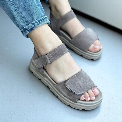 Жіночі босоніжки на липучках натуральна замша LIDA 1-3 16100-41 фото