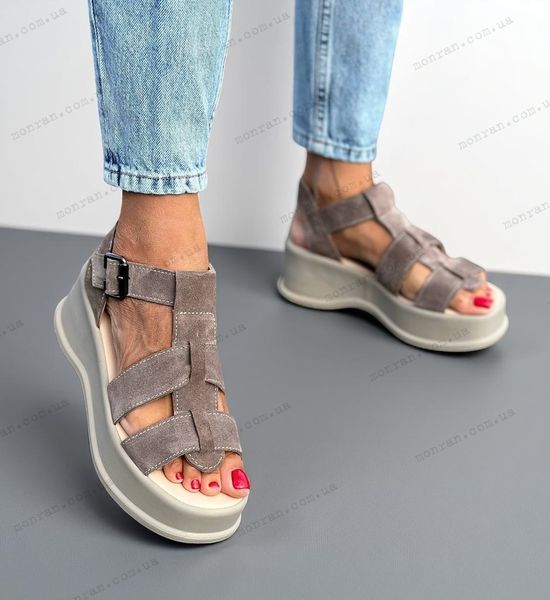 Женские босоножки на платформе натуральная замша 2-4 15521 фото