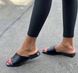 Жіночі шльопанці з квадратним носком чорні натуральна шкіра 1-1 13452 фото 4
