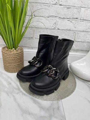 Женские ботинки с цепью на платформе натуральная кожа 1-1 14335-41 фото
