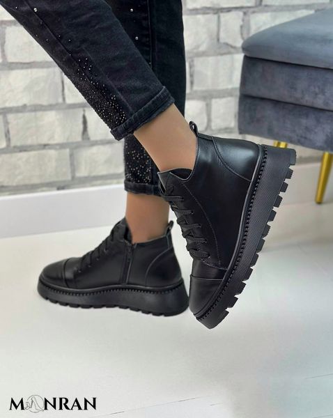 Женские ботинки на платформе со шнурками натуральная кожа 1-2 10024-z фото