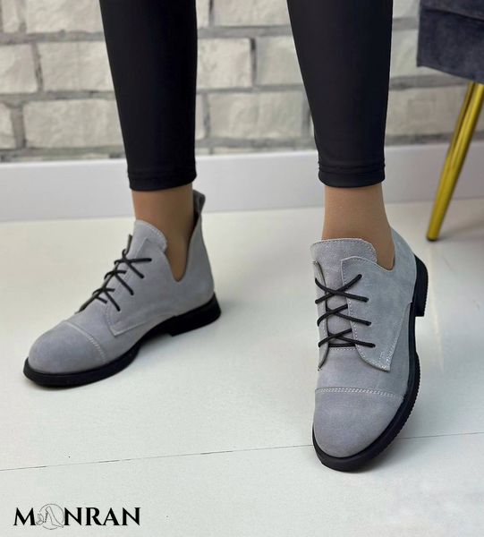 Жіночі туфлі на низькому ходу на шнурках натуральна замша 1-2 12258 фото