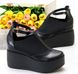 Жіночі туфлі чорні на танкетці натуральна шкіра 5-2 10551 фото 1