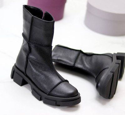 Женские высокие ботинки на низком ходу натуральная кожа VIKA 1-3 10924-41 фото