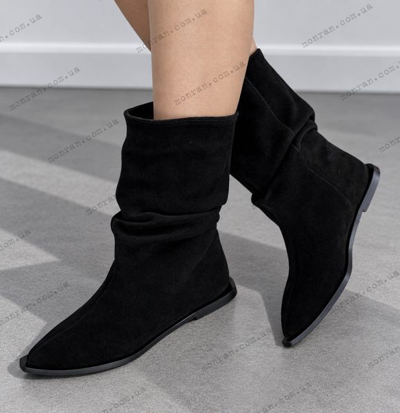 Жіночі чобітки з гострим носком з натуральної шкіри 1-2 27919-z фото