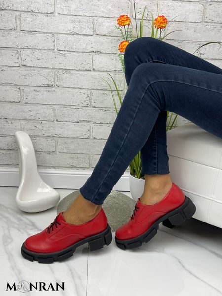 Женские туфли красные на протекторной подошве натуральная кожа TOTIS 1-3 19100-41 фото