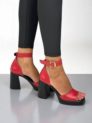 Жіночі босоніжки на стійкому каблуці натуральна шкіра 2-3 18655-36 фото