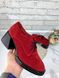 Жіночі туфлі червоні на стійкому каблуці натуральна замша 1-2 14192 фото 1