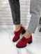 Жіночі туфлі червоні на стійкому каблуці натуральна замша 1-2 14192 фото 4