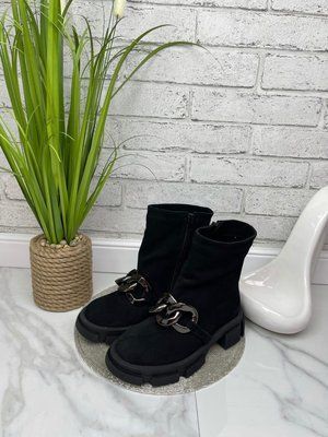 Женские ботинки с цепью на платформе натуральная замша 1-2 10484-41 фото
