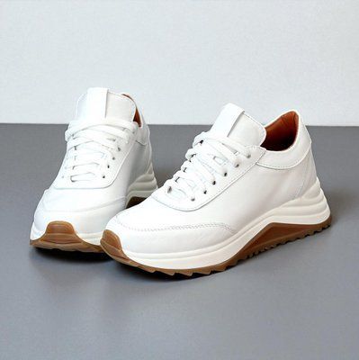 Женские кроссовки белые на платформе натуральная кожа 1-1 10359-36 фото