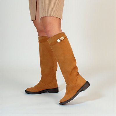 Високі жіночі чоботи з натуральної замші 1-3 20176-41 фото