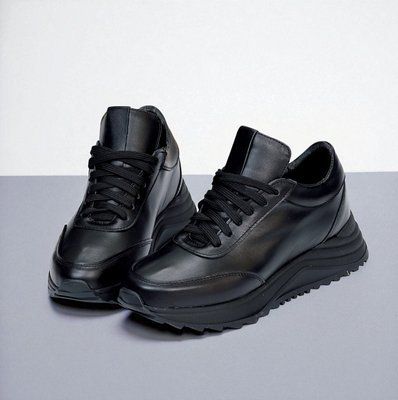 Женские кроссовки черные на платформе натуральная кожа 1-2 10327-36 фото