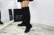 Жіночі чоботи-ботфорти з натуральної замші чорні без каблука TENOR 10437-z фото 1