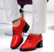Женские туфли красные на устойчивом каблуке натуральная кожа 1-1 14194 фото 2