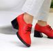 Женские туфли красные на устойчивом каблуке натуральная кожа 1-1 14194 фото 3