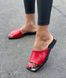 Жіночі шльопанці з квадратним носком червоні натуральна шкіра 1-6 13455-41 фото 1