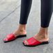 Жіночі шльопанці з квадратним носком червоні натуральна шкіра 1-6 13455-41 фото 4