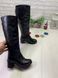 Женские сапоги черные на устойчивом каблуке из натуральной кожа 1-1 11983 фото 2