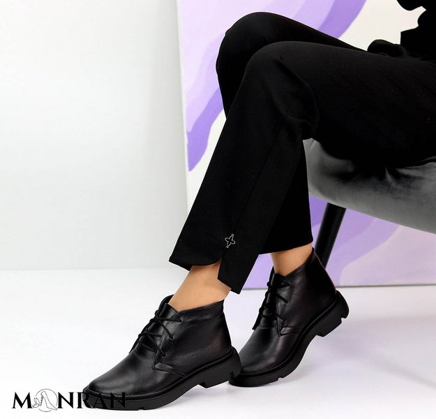Жіночі черевики на низькому ходу на шнурках натуральна шкіра 3-1 12038 фото