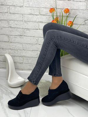 Женские ботильоны на платформе черные натуральная замша 2-1 10148-41 фото