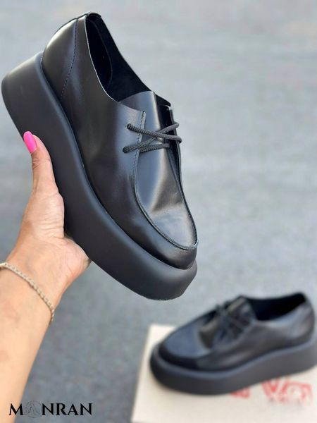 Женские туфли на платформе со шнурками натуральная кожа 1-2 12881 фото
